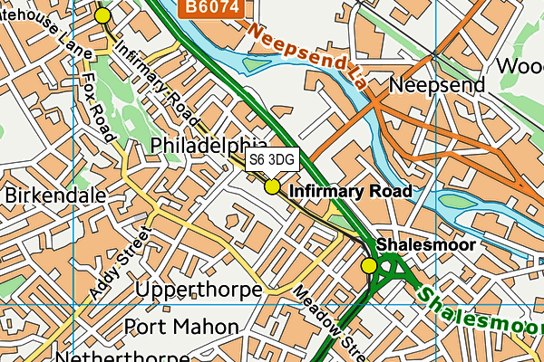 S6 3DG map - OS VectorMap District (Ordnance Survey)