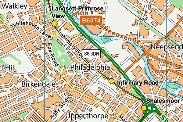 S6 3DH map - OS VectorMap District (Ordnance Survey)