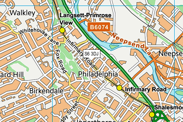 S6 3DJ map - OS VectorMap District (Ordnance Survey)