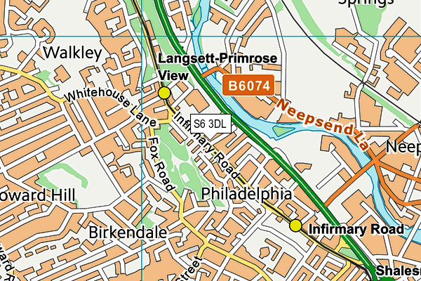 S6 3DL map - OS VectorMap District (Ordnance Survey)