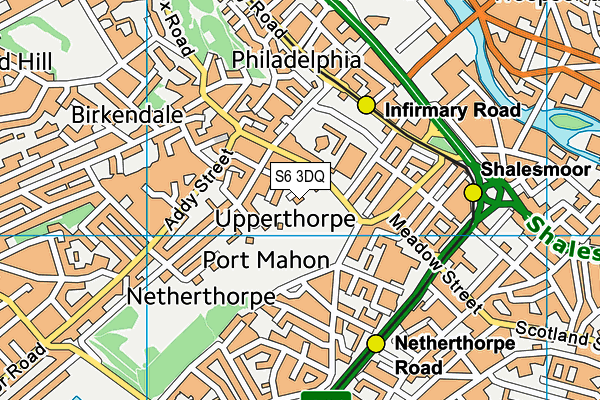 S6 3DQ map - OS VectorMap District (Ordnance Survey)