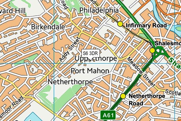 S6 3DR map - OS VectorMap District (Ordnance Survey)