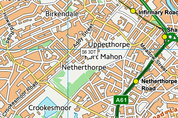 S6 3DT map - OS VectorMap District (Ordnance Survey)