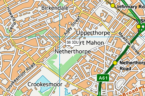 S6 3DU map - OS VectorMap District (Ordnance Survey)