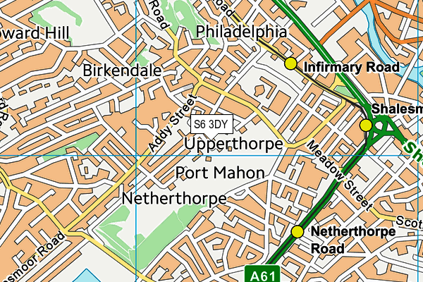 S6 3DY map - OS VectorMap District (Ordnance Survey)