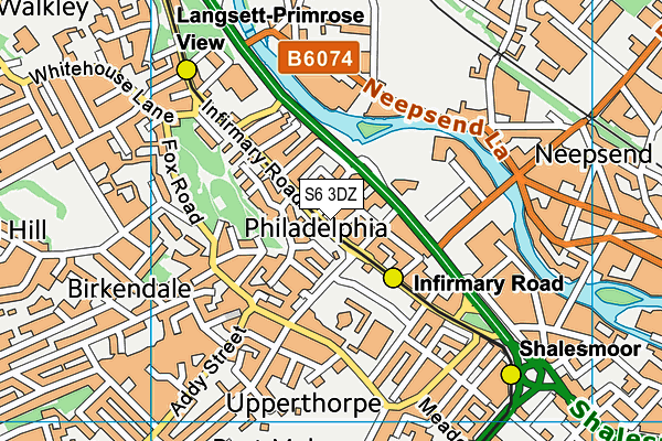 S6 3DZ map - OS VectorMap District (Ordnance Survey)