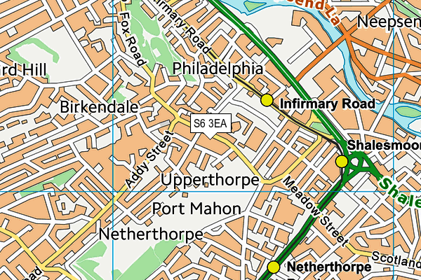 S6 3EA map - OS VectorMap District (Ordnance Survey)