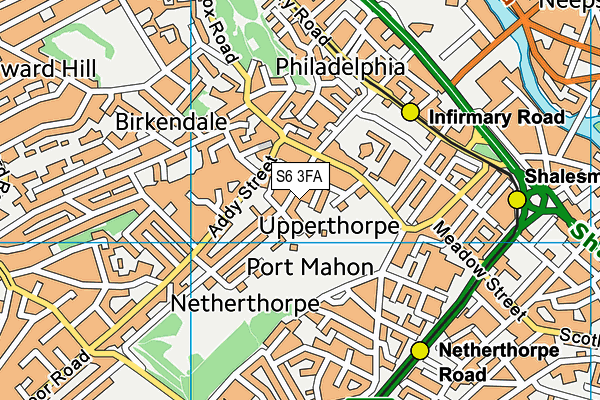 S6 3FA map - OS VectorMap District (Ordnance Survey)