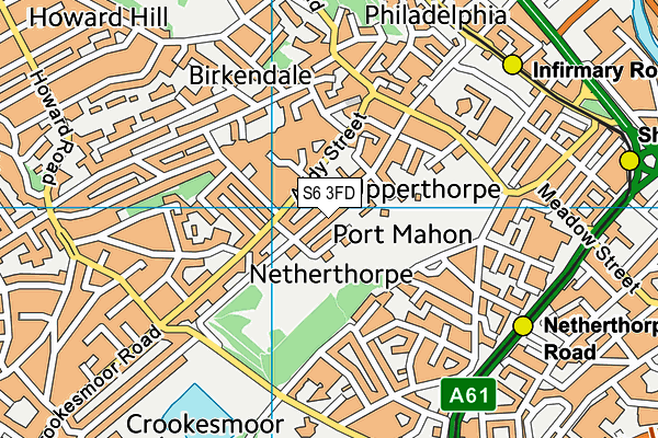 S6 3FD map - OS VectorMap District (Ordnance Survey)