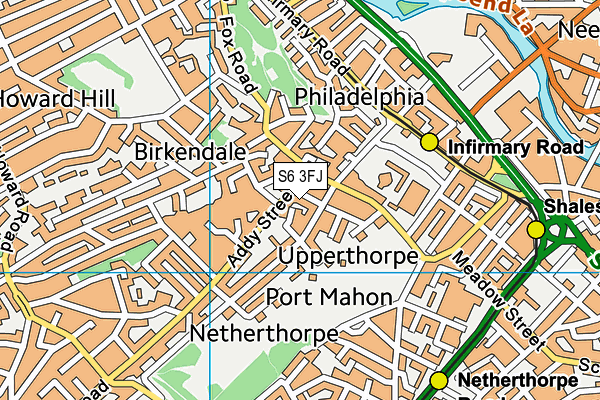 S6 3FJ map - OS VectorMap District (Ordnance Survey)
