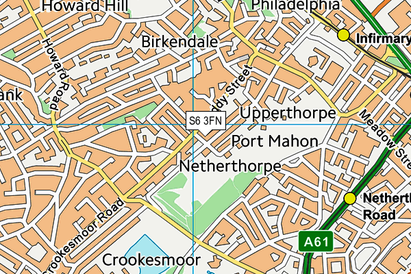 S6 3FN map - OS VectorMap District (Ordnance Survey)