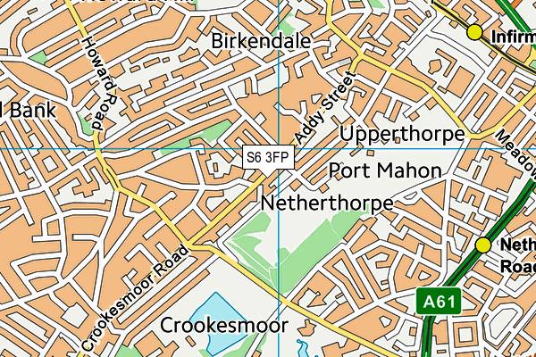 S6 3FP map - OS VectorMap District (Ordnance Survey)