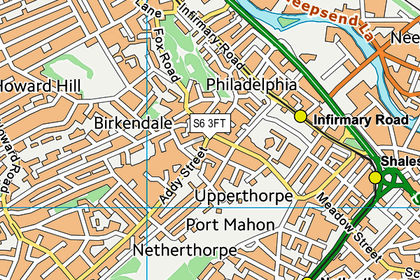 S6 3FT map - OS VectorMap District (Ordnance Survey)
