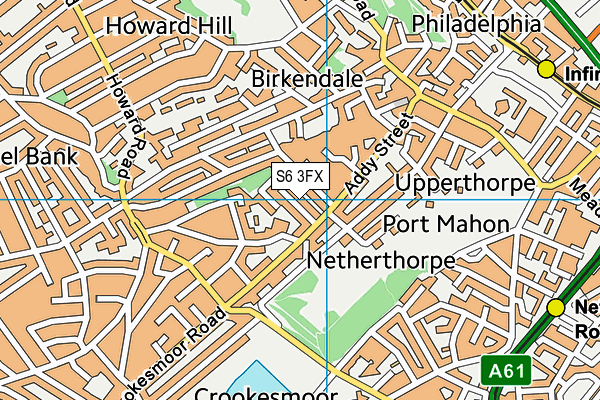 S6 3FX map - OS VectorMap District (Ordnance Survey)