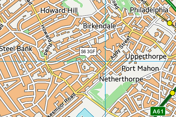 S6 3GF map - OS VectorMap District (Ordnance Survey)