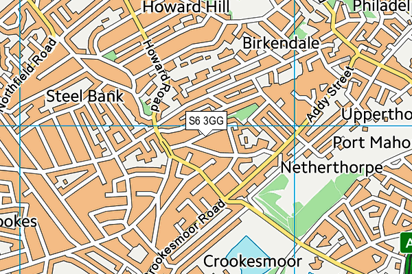 S6 3GG map - OS VectorMap District (Ordnance Survey)