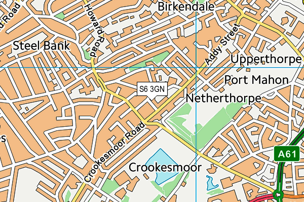 S6 3GN map - OS VectorMap District (Ordnance Survey)