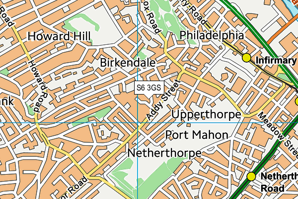 S6 3GS map - OS VectorMap District (Ordnance Survey)