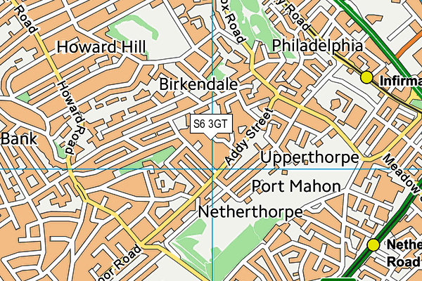 S6 3GT map - OS VectorMap District (Ordnance Survey)