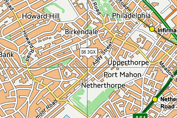 S6 3GX map - OS VectorMap District (Ordnance Survey)