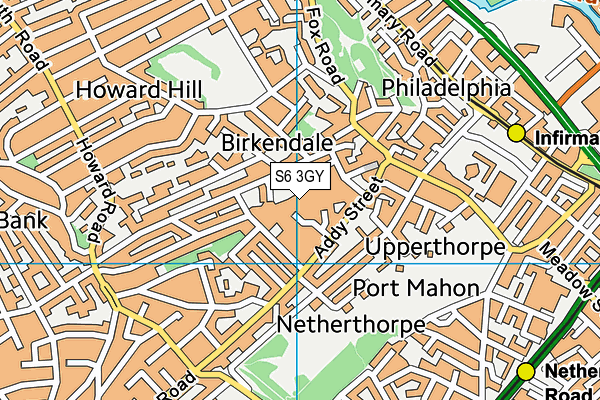 S6 3GY map - OS VectorMap District (Ordnance Survey)