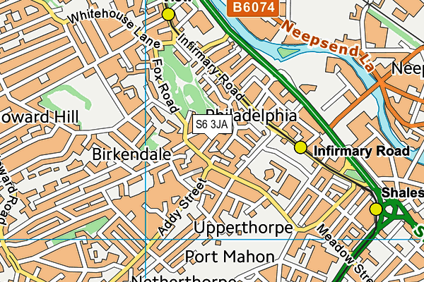 S6 3JA map - OS VectorMap District (Ordnance Survey)