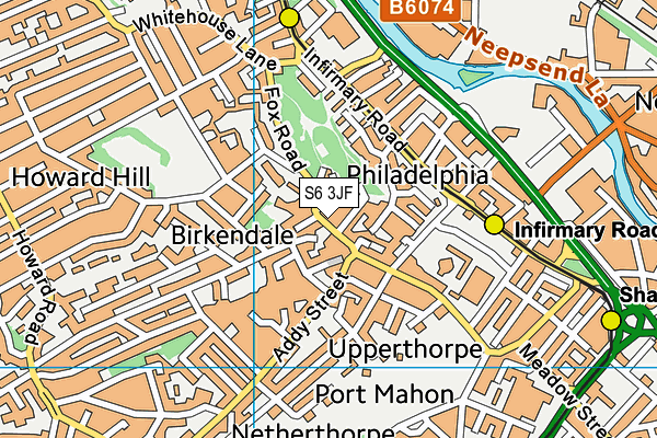 S6 3JF map - OS VectorMap District (Ordnance Survey)