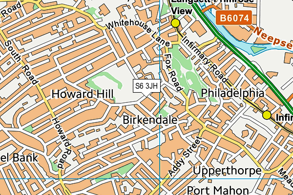 S6 3JH map - OS VectorMap District (Ordnance Survey)