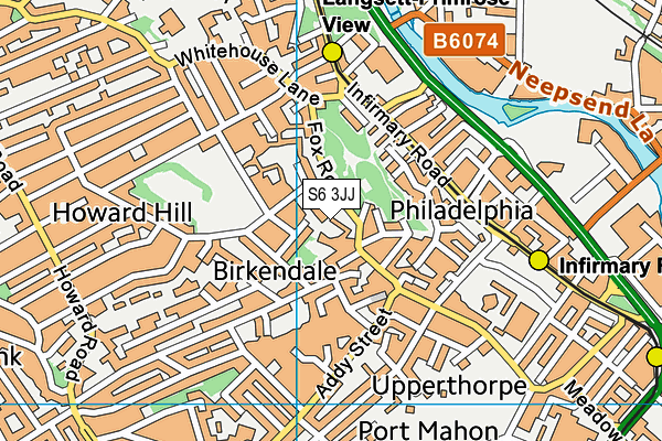 S6 3JJ map - OS VectorMap District (Ordnance Survey)