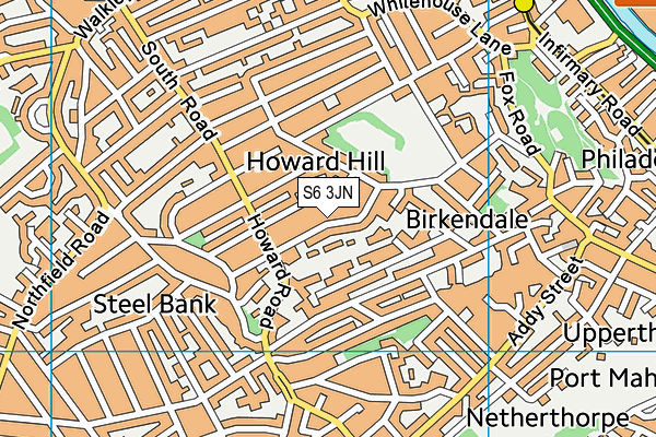 S6 3JN map - OS VectorMap District (Ordnance Survey)