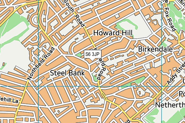 S6 3JP map - OS VectorMap District (Ordnance Survey)