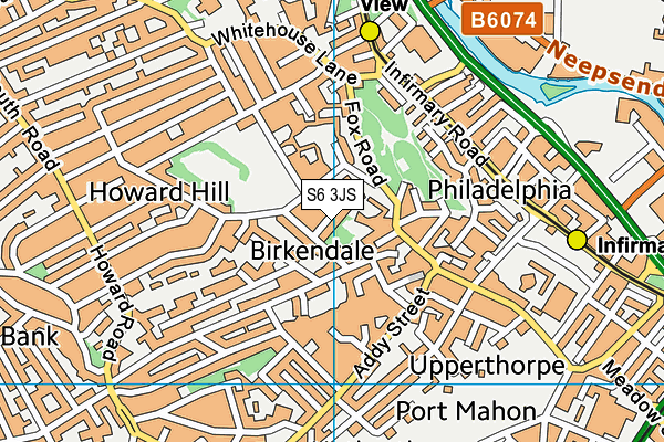 S6 3JS map - OS VectorMap District (Ordnance Survey)