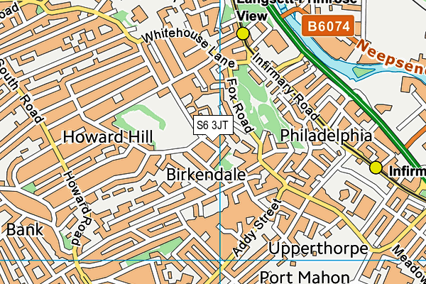 S6 3JT map - OS VectorMap District (Ordnance Survey)