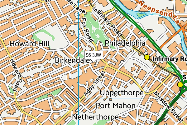 S6 3JW map - OS VectorMap District (Ordnance Survey)