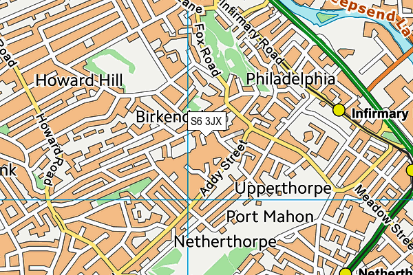 S6 3JX map - OS VectorMap District (Ordnance Survey)
