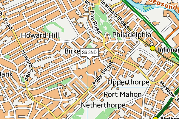 S6 3ND map - OS VectorMap District (Ordnance Survey)