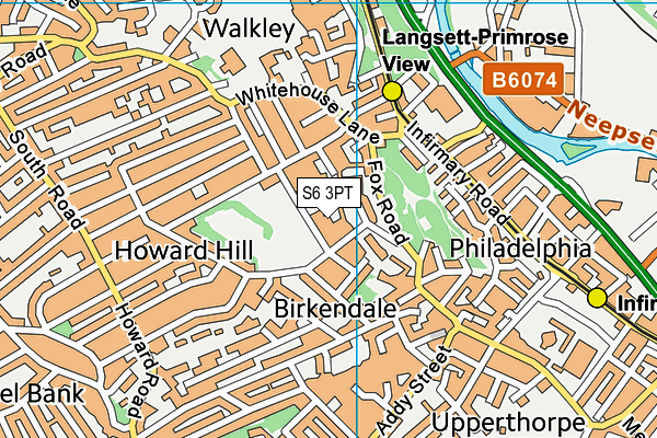 S6 3PT map - OS VectorMap District (Ordnance Survey)