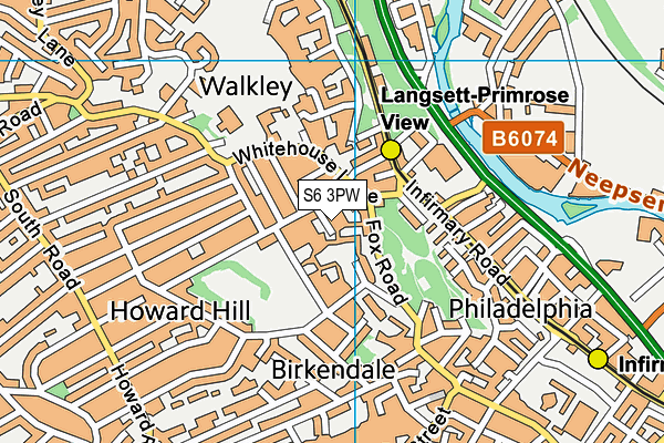 S6 3PW map - OS VectorMap District (Ordnance Survey)
