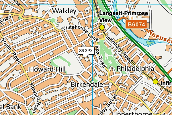 S6 3PX map - OS VectorMap District (Ordnance Survey)