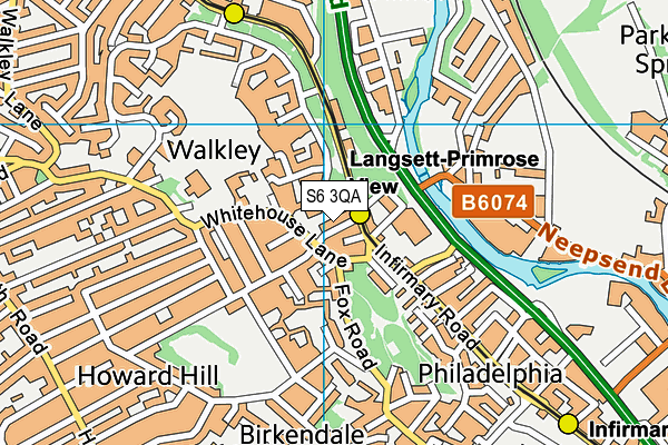 S6 3QA map - OS VectorMap District (Ordnance Survey)