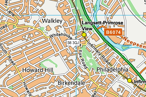 S6 3QJ map - OS VectorMap District (Ordnance Survey)