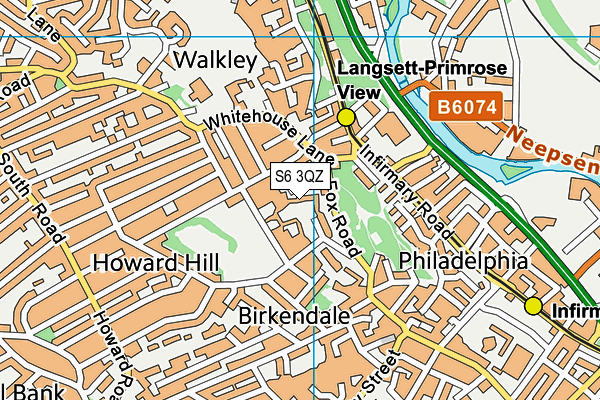 S6 3QZ map - OS VectorMap District (Ordnance Survey)