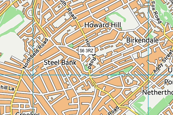 S6 3RZ map - OS VectorMap District (Ordnance Survey)