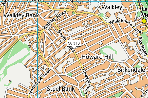 S6 3TB map - OS VectorMap District (Ordnance Survey)