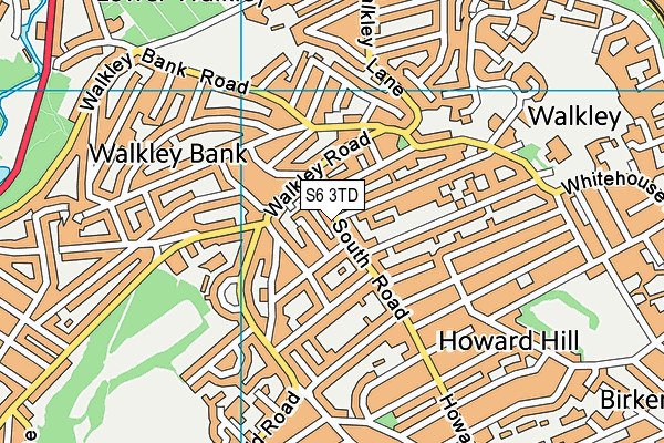 S6 3TD map - OS VectorMap District (Ordnance Survey)