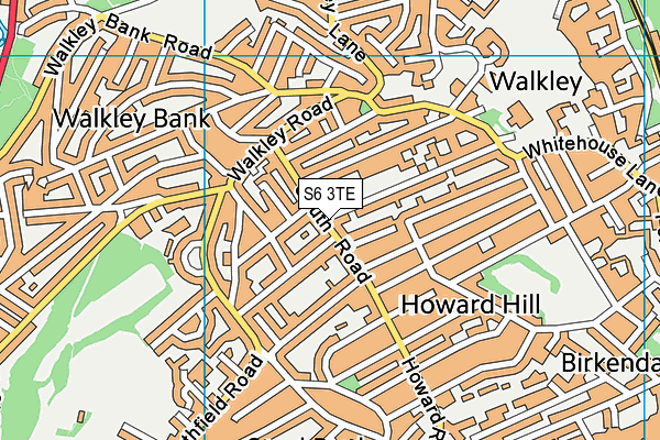 S6 3TE map - OS VectorMap District (Ordnance Survey)