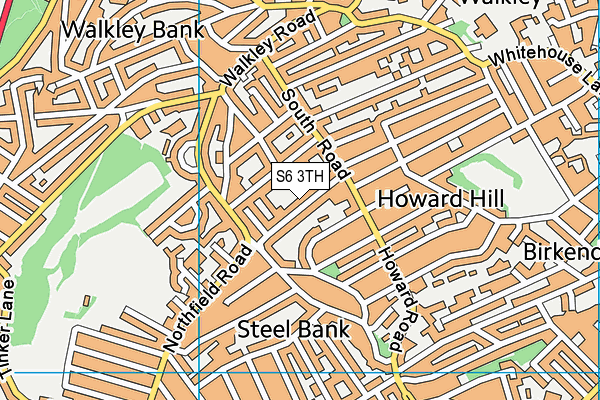 S6 3TH map - OS VectorMap District (Ordnance Survey)