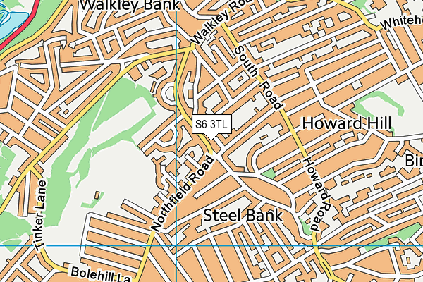 S6 3TL map - OS VectorMap District (Ordnance Survey)