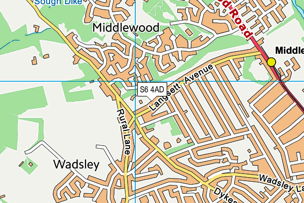 S6 4AD map - OS VectorMap District (Ordnance Survey)