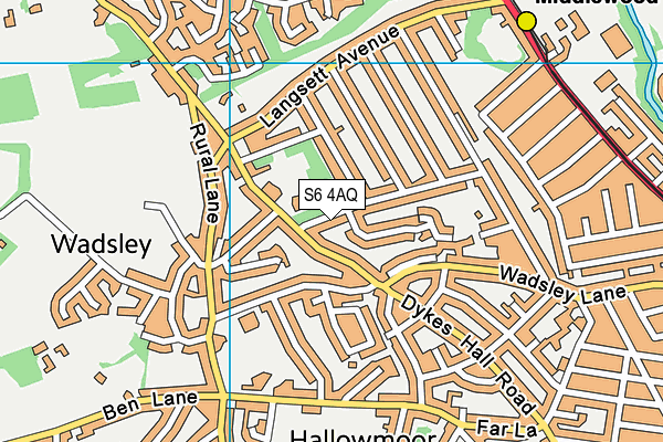 S6 4AQ map - OS VectorMap District (Ordnance Survey)